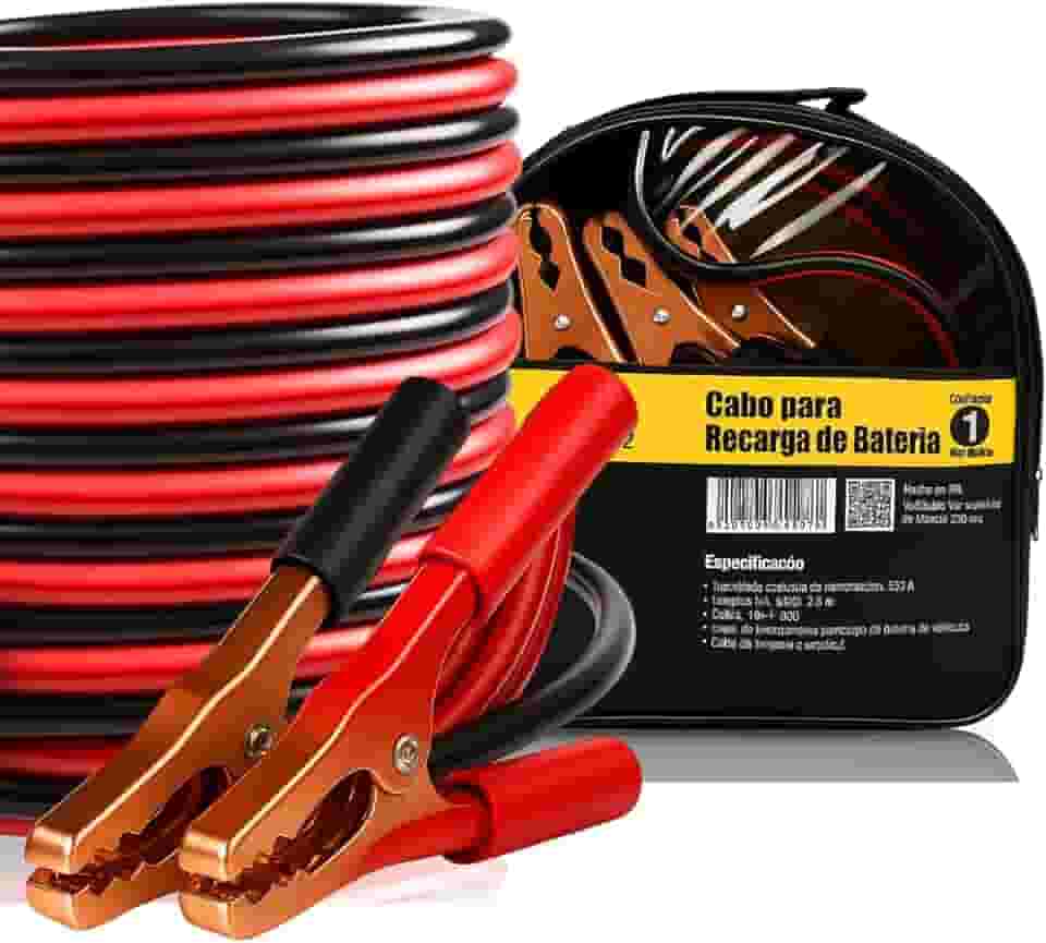Cabo Chupeta 1000 Amp para Carro, Moto e Caminhão, Carga Rápida e Segura, Compatível com Baterias 12V e 24V, Fio Reforçado 2,5m, Alta Resistência e Durabilidade, Ideal para Emergências Automotivas!