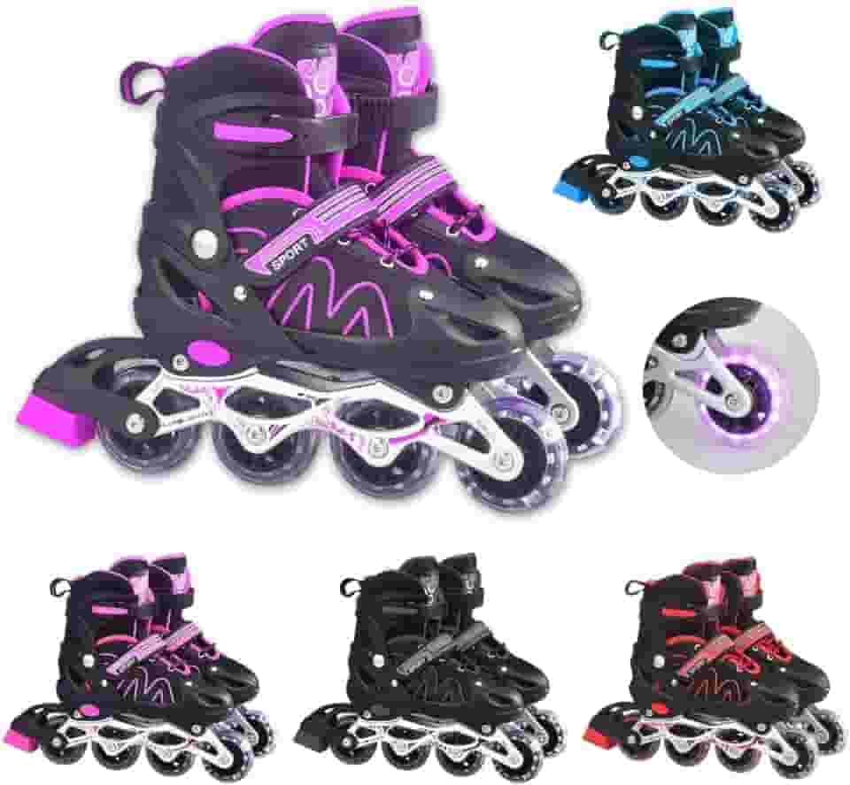 Patins Roller Ajustável Inline 4 Rodas Adulto Rodinha Led