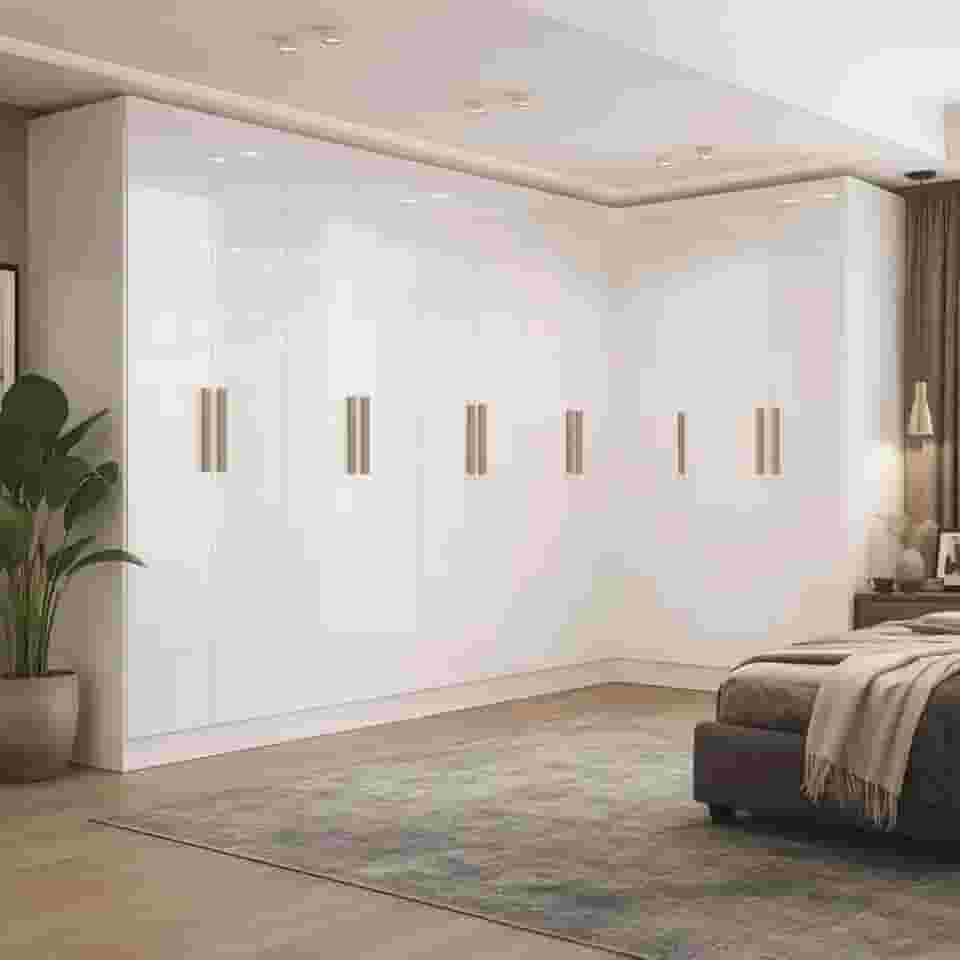 Guarda-roupa Modulado de Canto 11 Portas e 4 Gavetas Paris Branco