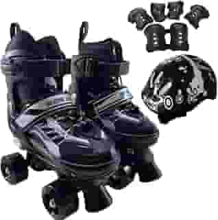 Patins Infantil 4 Rodas, Patins Quad, Patins Infantil Menina, Ajustável em 4 Tamanhos, com Bolsa e Kit Proteção