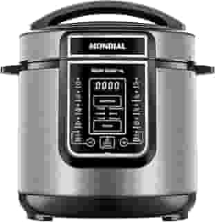 Panela de Pressão Elétrica Digital 6L, Mondial, Preto/Inox, 1000W, 220V - PE-60-6L-I