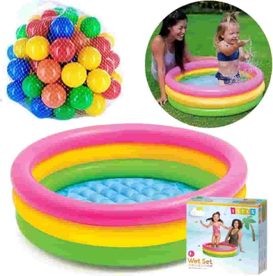 Piscina de Bolinhas 80 Litros Tricolor + 50 Bolinhas Coloridas