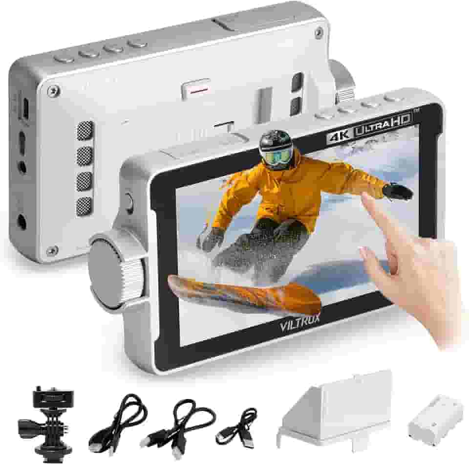VILTROX Monitor De Campo Para Câmera Com Tela Sensível Ao Toque Dc-V1 De 5,5 Polegadas, Monitor De Câmera Dslr Hdmi 4K Com Proteção Solar De Bateria, Entrada E Saída, Pico De Foco, Assistência 3D L