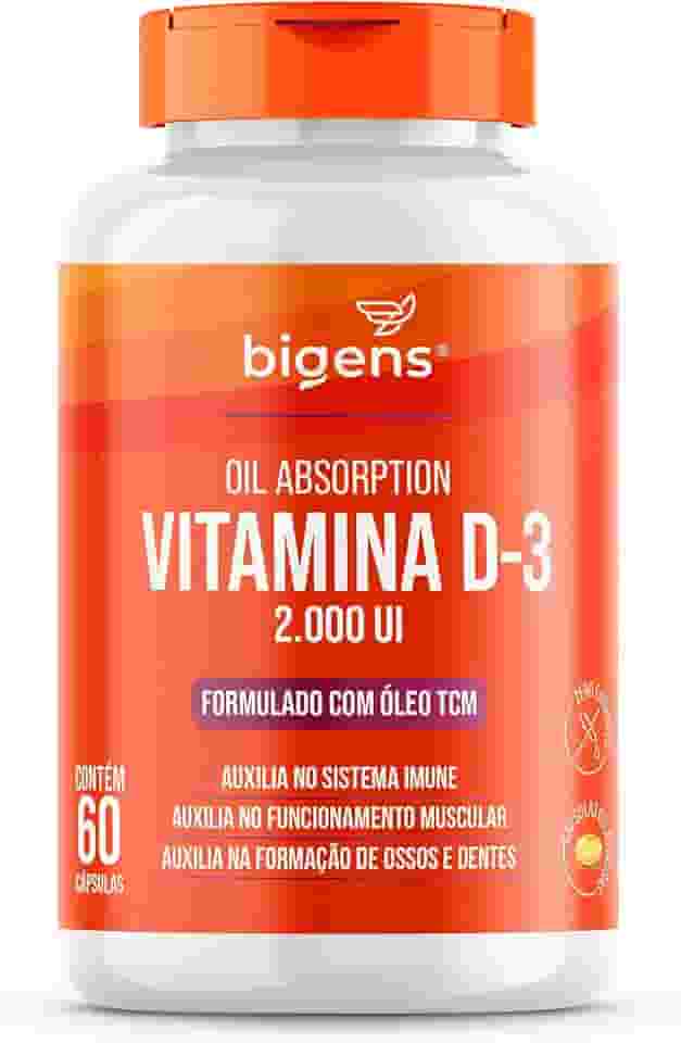 Vitamina D3 2000ui 60 Capsulas Gel Em Óleo Tcm (mct) Bigens