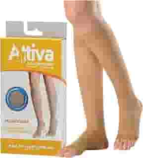 Meia de Compressão Feminina Meia 3/4 Panturrilha Alta Compressão 20-30 Sem Ponteira Cor Natural ATTIVA