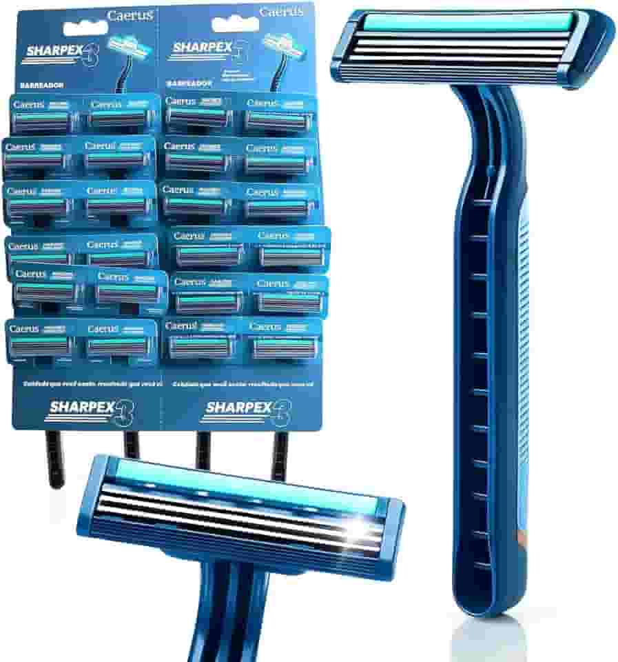 Aparelho Barbear Descartável Cartela 24 Unidades Lâmina Tripla Flexível Sistema Pivot Conforto Seguro