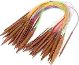 Agulhas de Suéter de Bambu Carbonizado, Agulhas de tricô Circulares de Tubo de Plástico Multicolorido, Suaves e Estáveis, 18 Tamanhos, Com Marcação, para Hobbies Criativos (40cm)