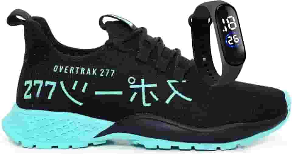 Tênis Masculino de Corrida Meia Preto Macio Confortável Para Academia + Relógio