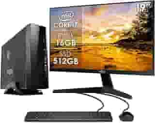 Computador Slim Completo Intel Core i7 16GB SSD 512GB Monitor 19' 4 Núcleos Super Turbo Pc Hdmi Teclado e Mouse Strong Tech