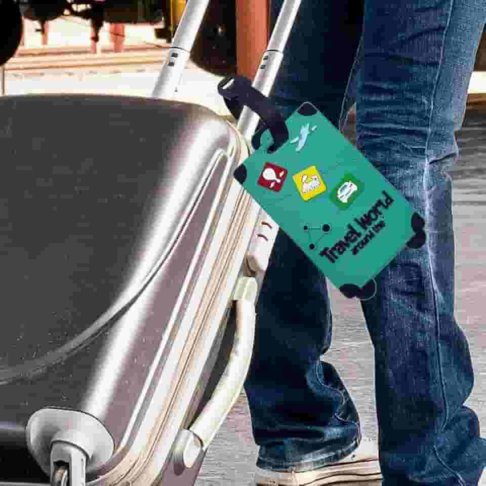 Etiquetas de bagagem de silicone para malas, 1 conjunto de etiquetas de bagagem, etiquetas de bolsas, bagagens antiperda, essenciais para viagens de aeroporto (laranja/rosa/vermelho/amarelo/cinza/azul