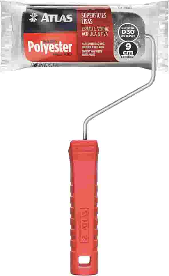 Atlas - Rolo de Pintura de Espuma de 9cm em 100% Poliéster e Com Densidade 30 (kg/m³), Cor Cinza