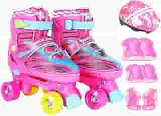 Patins Infantil Roller 4 Rodas + Capacete Proteção Ajustável