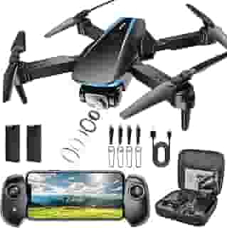 Oddire Drone com câmera – drones para adultos, com 2 baterias, estojo de transporte, hélices, drone dobrável HD 1080p com flutuação estável, voo de trajetória, controle de gravidade, decolagem/terra