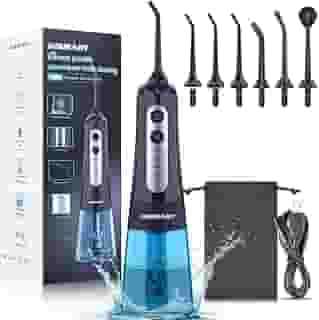 Limpador dental de água sem fio, irrigador dental INSMART Professional de 300 ml, modo faça-você-mesmo, irrigador oral dental recarregável por USB para casa e viagens, IPX7 à prova