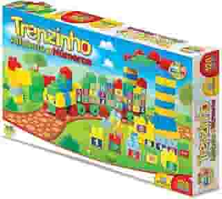 GGB Plast Brinquedo Educativo Trenzinho Alfabeto e Números 128 Peças