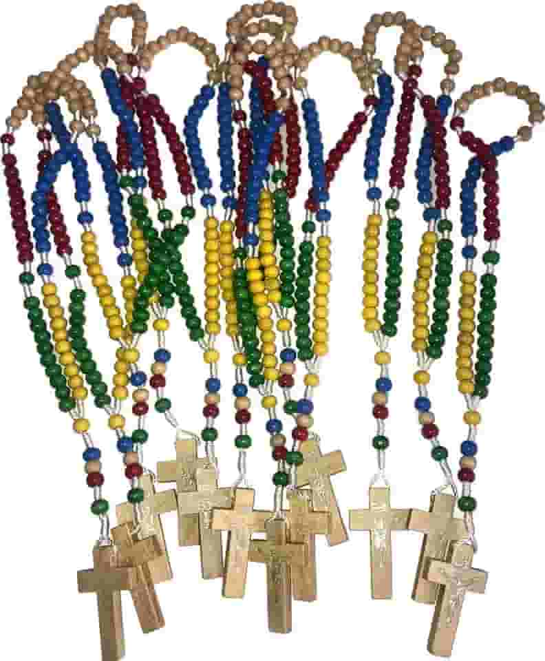 Holy Land Market Terço de madeira colorido para pendurar ou rezar - 5 cores (12 unidades)