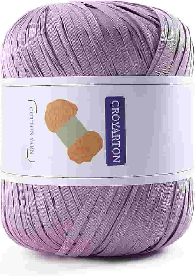 Fio de ráfia para crochê, fio de algodão macio para crochê, bolsa de praia de verão, 114 jardas/fio de papel de fita de 50 g para iniciantes, bolsa de tricô de mão DIY (roxo escuro)