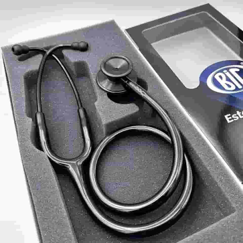 Estetoscópio Duplo Efficace Profissional BIC Adulto e Pediátrico Preto - Ideal enfermagem e estudantes