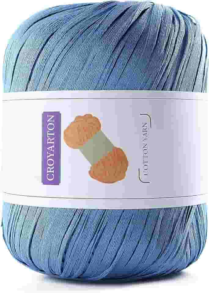 Fio de ráfia para crochê, fio de algodão macio para crochê, bolsa de praia de verão, 114 jardas/fio de papel de fita de 49,9 g para iniciantes DIY bolsa de tricô manual (azul lago)