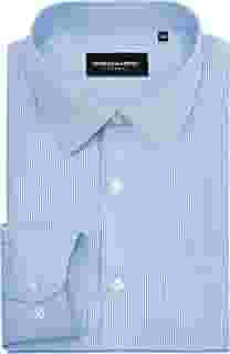 Camisa social masculina listrada de manga longa casual de manga comprida com botões para negócios blusa popelina