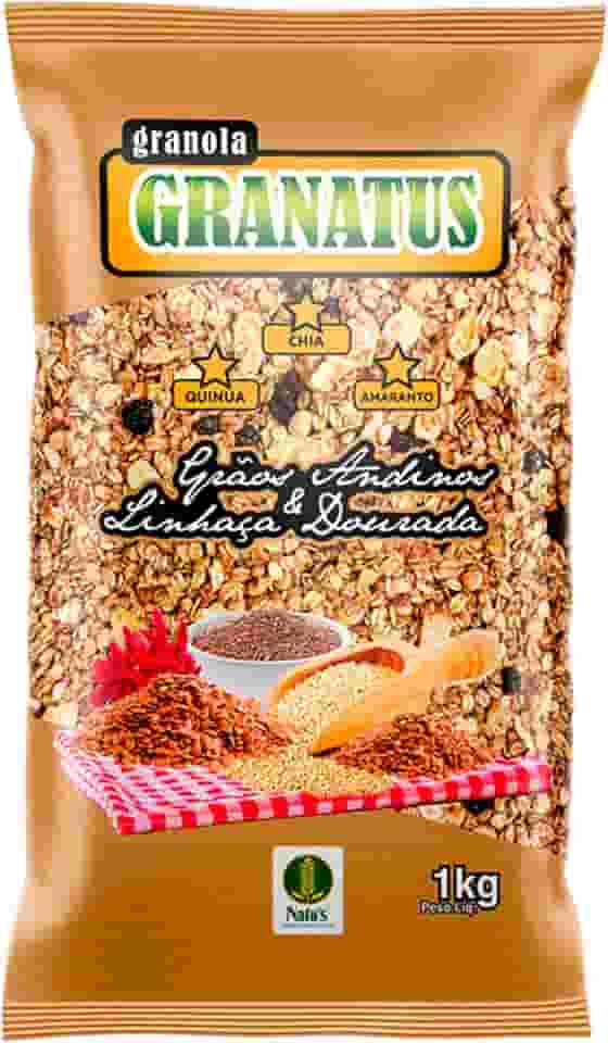 Natu's, Granola com Grãos Andinos & Linhaca Dourada, Quinoa, Chia & Amaranto, Granatus, 1 Kilo