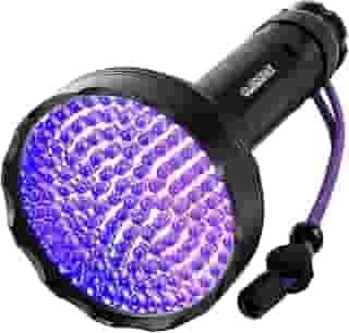 GLOSSDAY Lanterna de luz negra, 128 Lanternas UV de LED, Lanterna ultravioleta brilhante atualizada, Luz preta profissional para cães/gatos, Caça a escorpiões