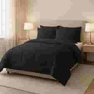 Kit Edredom Jogo de Cama Dupla Face 6 Peças Casal Queen (Preto)
