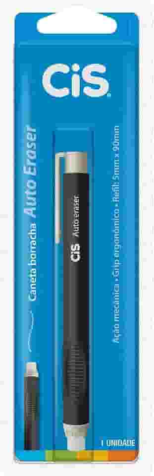 Caneta Borracha Auto Eraser ER-20, Corpo Preto, Blister com 1 unidade