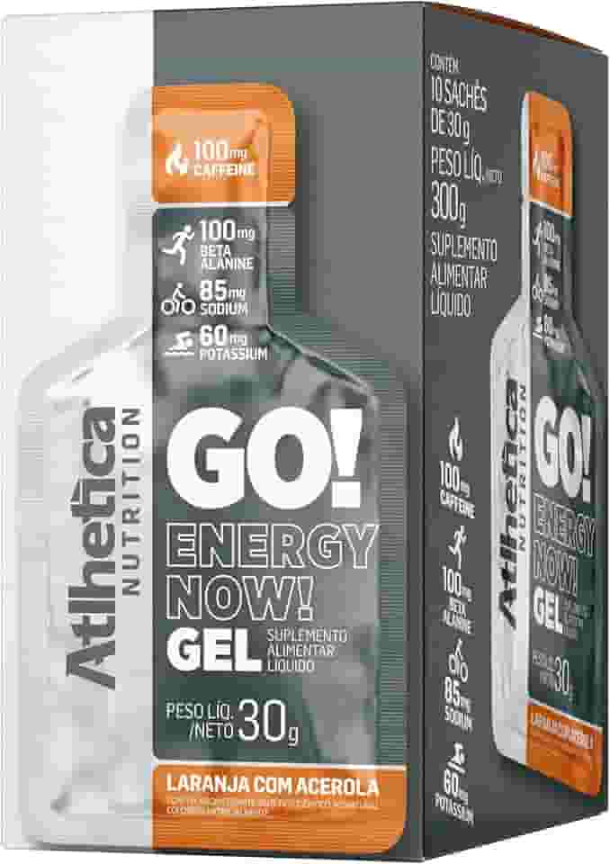 Atlhetica Nutrition GO ENERGY NOW GEL (10 sachês de 30g) Laranja com Acerola, Cor: Multicolorido.