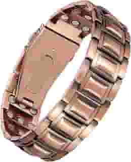 3 pulseiras masculinas de cobre de força magnéticas com ímãs de 3800 gauss, fecho dobrável premium