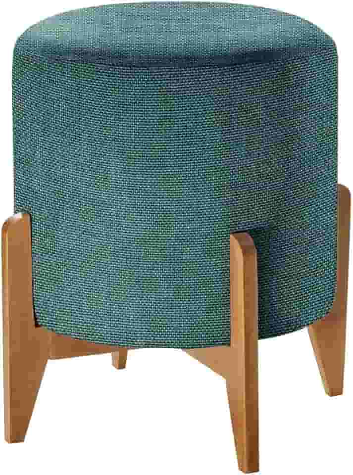 Puff em Linho Redondo Otavio Agarb Decor Cor:Linho Azul