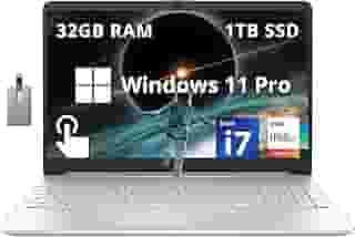 HP Laptop empresarial com tela sensível ao toque FHD de 15,6 polegadas, Intel i7-1255U, 32 GB de RAM, SSD PCIe de 1 TB, placa Intel Iris Xe, Num Pad, webcam, Windows 11 Pro, prata natural, cartão USB