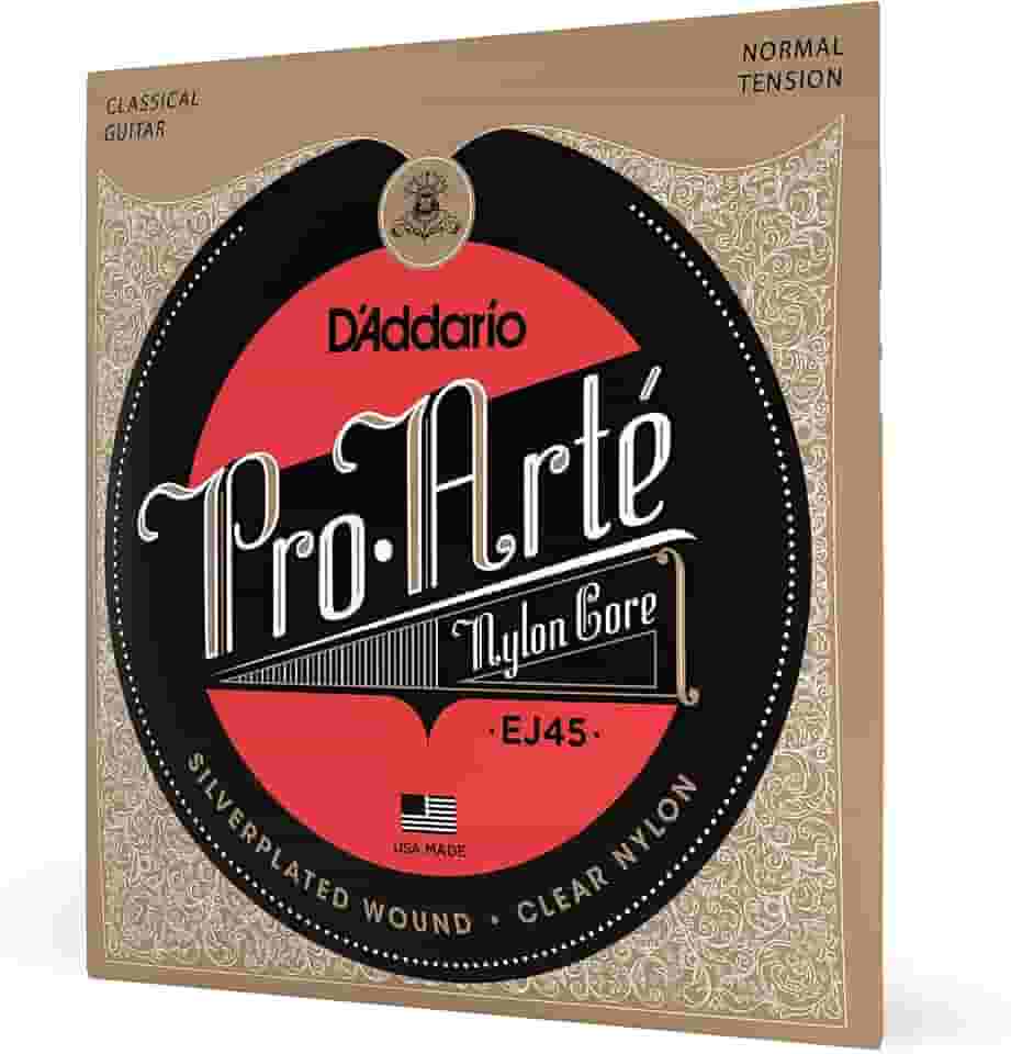 Encordoamento Para Violão Nailon Prata/Transparente D'Addario Pro-Arté Nylon Core EJ45