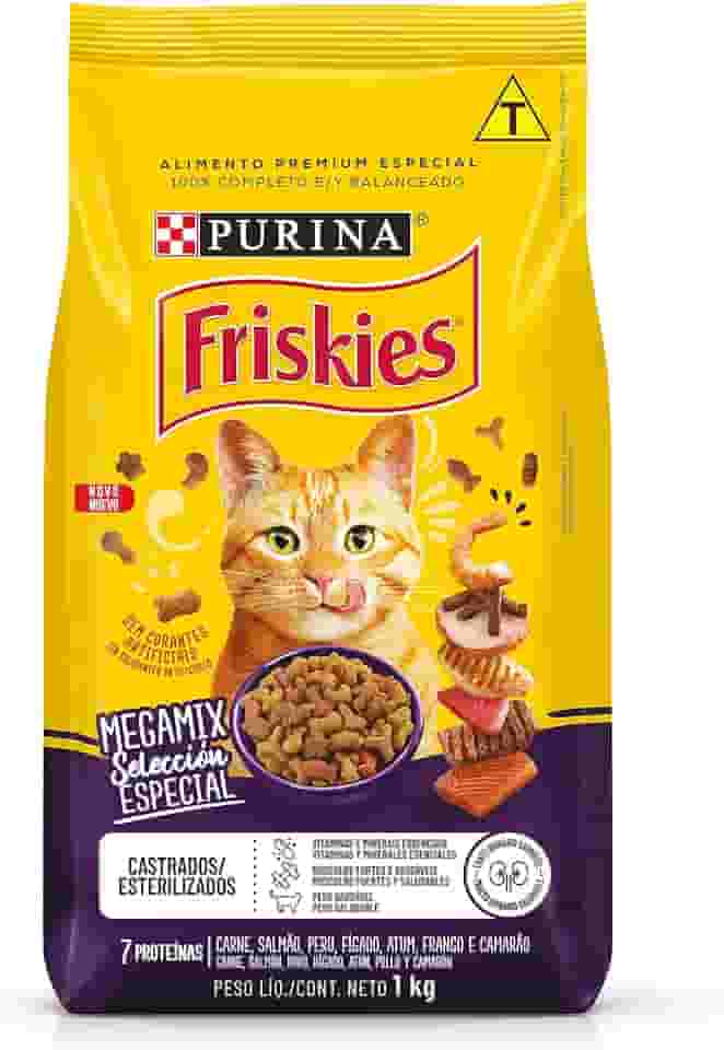 Purina Friskies Ração Seca Nestle Friskies Megamix Para Gatos Adultos E Castrados - 1Kg Purina Para Todas As Fases - Sabor Frango