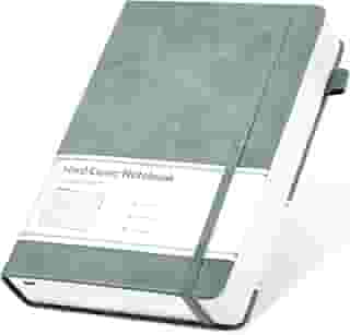 CAGIE Caderno de uso diário forrado unissex, 320 páginas, papel de 100 g/m2, pautado, couro, A5, capa dura, 14 x 21 cm, verde