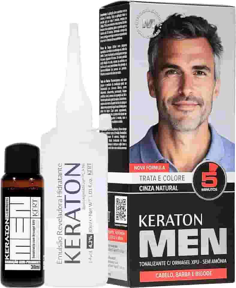 Keraton Coloração Semi-Permanente Em Creme Para Cabelos Sem Amônia Com Cistina Para Cabelos Masculino Com Ormagel Xpu® Men 30Ml Cinza Natural
