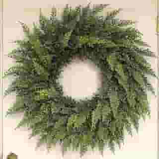 Guirlanda de cedro de Natal de toque real de 61 cm - Guirlanda de cedro artificial verde falso com agulhas de pinheiro falsas para porta da frente, parede, janelas, casa, ao ar livre, decoração de