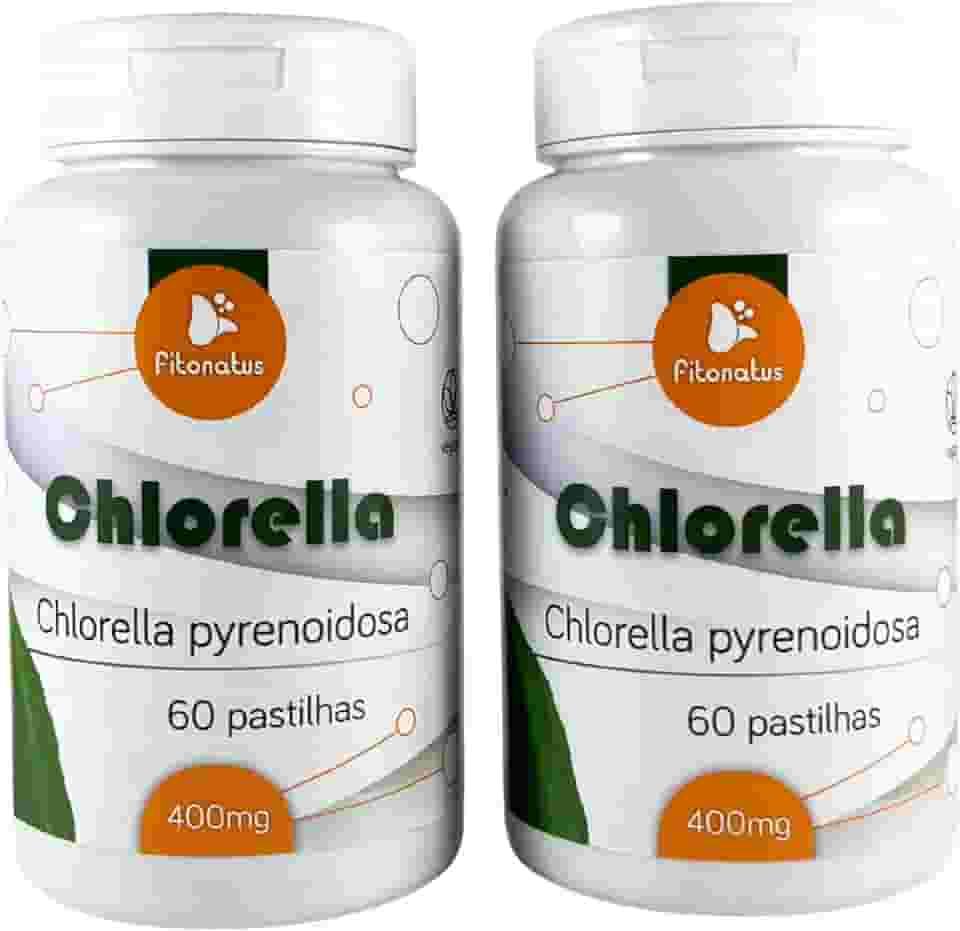 Kit 2 Chlorella 500 mg 60 Comprimidos Suplemento Clorela Algas Verde Comprimidos Fitonatus