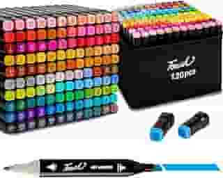 Canetas para Pintar Bobbie Goods, Caneta Touch 120 Cores, para Livro de Colorir, Marcador - Canetinhas Ponta Dupla, Secagem Rápida, Base de Álcool, Não Tóxicas - Para Presente Criativo Antiestresse