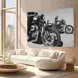 Quadros Decorativos para Quarto Sala 90x60 Motos Harley Preto e Branco Grande Escritório Hall