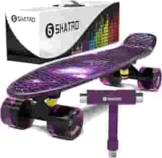 Skatro Skate Mini Cruiser. Placa de plástico estilo retrô de 56 x 15 cm vem completa