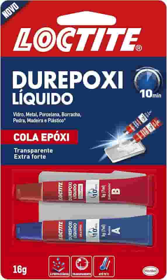 Loctite Cola Epoxi Líquida Durepoxi, cola transparente de alta resistência, resina líquida ideal para uso doméstico e profissional, adesivo à prova d'água, embalagem de 2x8g = 16g
