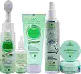 Kit Skin Care Completo para Pele Oleosa Tratamento Antiacne Antioleosidade Skin Care 5 itens para Uso Unissex Spa Day Limpeza de Pele Facial Cuidados faciais Feminino Masculino Mulher Homem