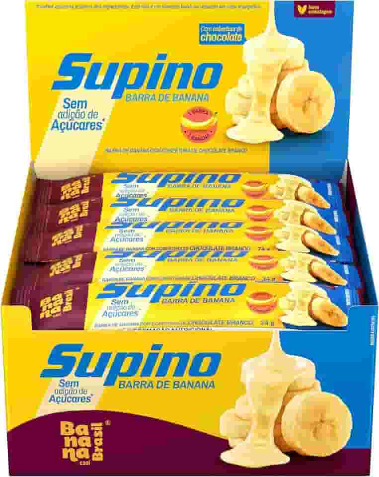 Banana Brasil - Barra De Frutas Supino Zero Banana Com Cobertura Chocolate Branco - (20 Unidades de 24g)