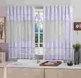 Cortina Rendada para Cozinha com Bandô – Modelo Tulipa Branca | Elegância e Charme para Sua Janela – 220x120 cm