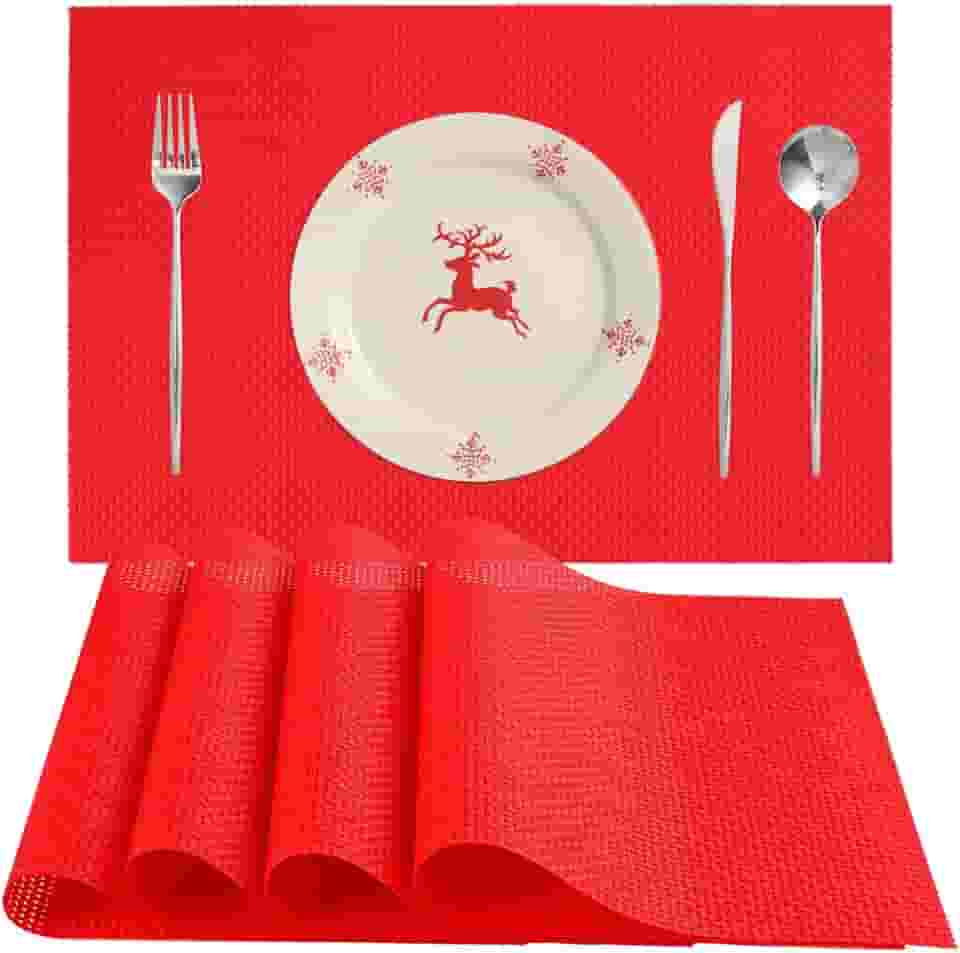 Zupro Jogo americano conjunto de 4 para mesa de jantar de cozinha, tapetes de mesa trançados laváveis resistentes ao calor, tapetes de vinil de PVC tecido antiderrapante para uso diário ou jantares de