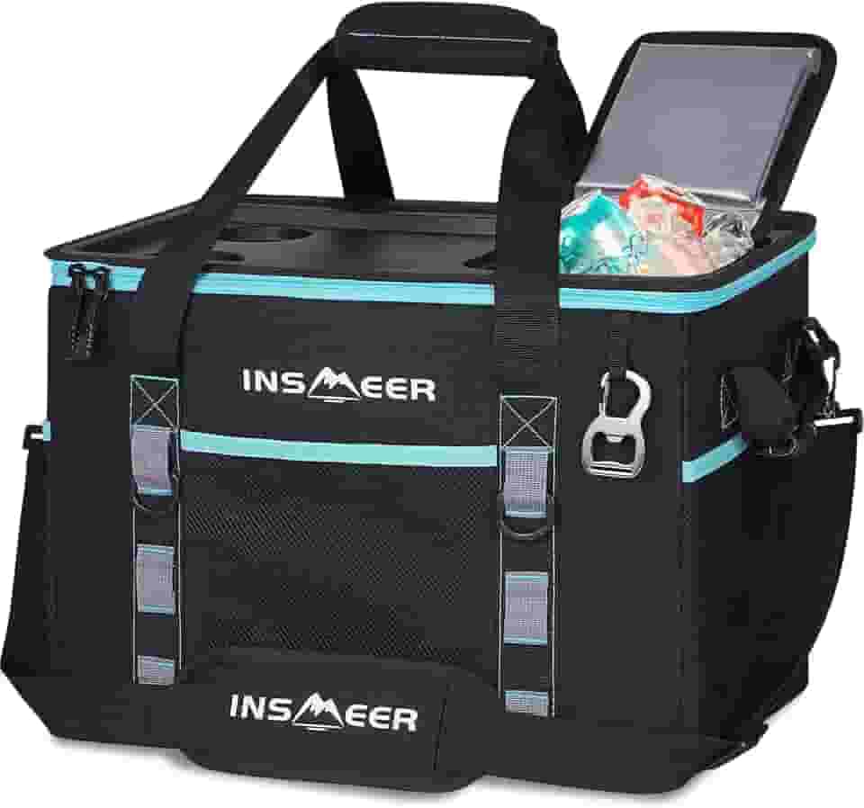 INSMEER Bolsa Termica Grande de Capota Rígida com 2 Porta-Copos, Saco Refrigerador Dobrável - 70 latas, À Prova de Vazamentos/Portátil Cooler Termico para Praia, Acampamento, Churrasco, Eventos