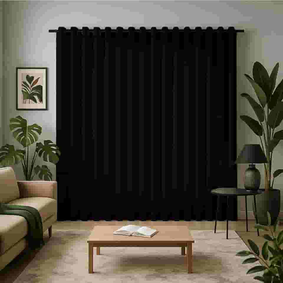 Cortina 3 Metros 300x250 Para Varão Serve em Sala, Quarto Tecido Oxford (Preto)