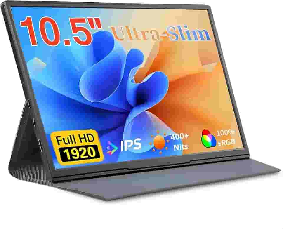 Monitor Portátil de 10,5 Polegadas 1920 x 1280p FHD IPS USB-C HDMI Segundo Para Laptop, PC, Mac, Phone, PS, Swich - IPS de Jogos Ultrafino Zero Quadro/Capa