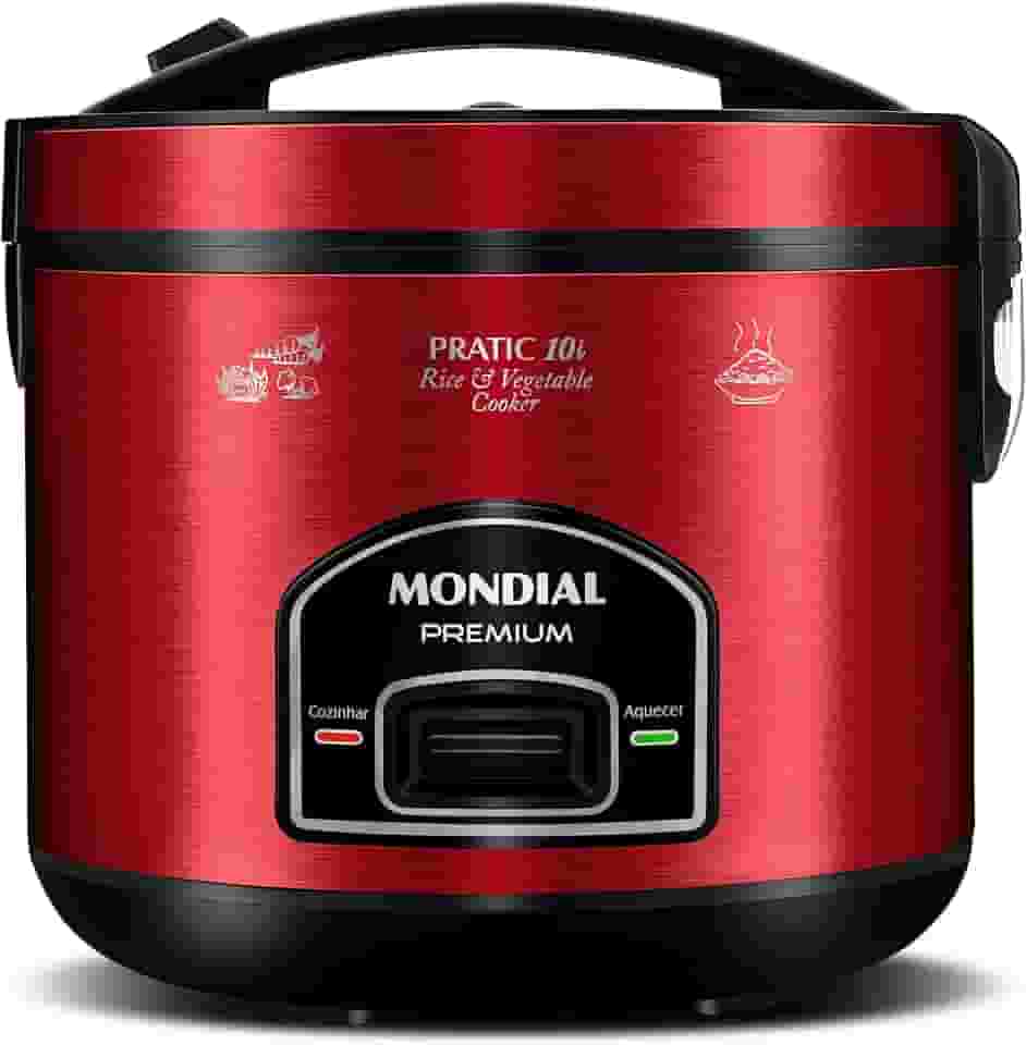 MONDIAL Panela Elétrica de Arroz, Vermelho/Inox, 700W, 220V - PE-46-10X
